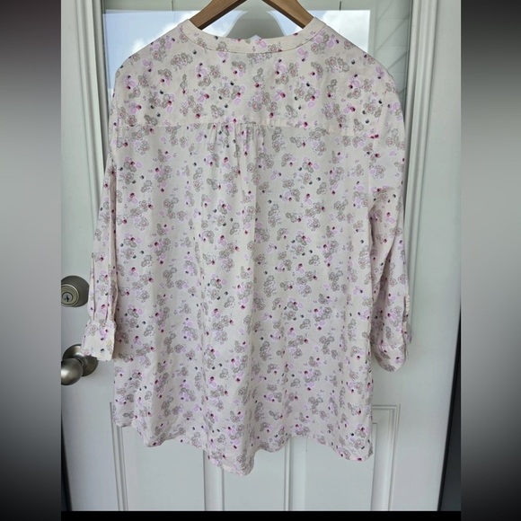 Lane Bryant Floral Button-Up Shirt  18/20 Womens Collarless Long Sleeve Normcore - Picture 10 of 10